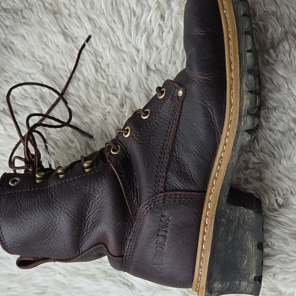 Carolina 8" Elm Waterproof Leather Logger WorkBoots US 9M EH Rated - Picture 10 of 10